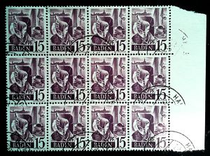 Lot Nr. 320    Bogenteil 1947 Rheinland Pfalz  15 Werte  ANK Nr. 5  15 Pfennig,