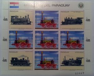 Lot Nr. 270 Kleinbogen 1985 Paraguay Deutsche Dampflokomotiven
