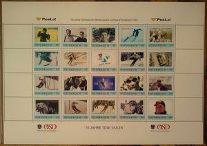 Lot Nr. 385  Personalisierter  Briefmarkenbogen, „ 70 Jahre Toni Sailer“