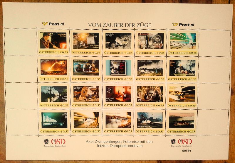 Lot Nr. 393  Personalisierter  Briefmarkenbogen  Nummer 00596   Vom Zauber der Züge