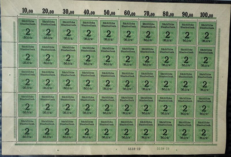 Lot Nr. 494 1911 - 1925 Eisenbahn Fiskalmarken der Königl. Sächsische Staatseisenbahn .