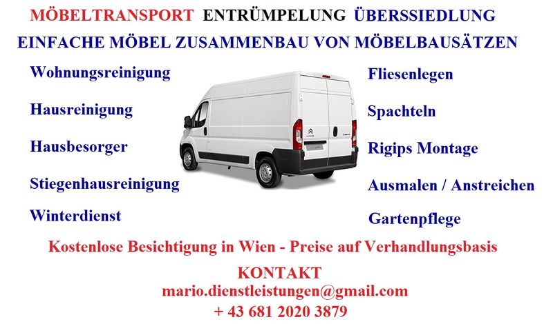 Transport - M&ouml;belmontage - Reinigung - Ausmalen / Anstreiche