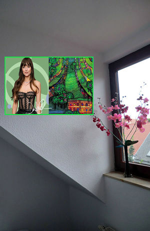 DAKOTA JOHNSON Souvenir. 70x50 cm. Blickfang! Geschenkidee. Kunstdruck. Wanddeko, Wanddeko. Unikat.