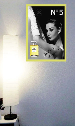 AUDREY HEPBURN Chanel No. 5. Historisches HD-Werbeposter. XXL 70x50 cm. Coole Deko. Starsouvenir. Geschenkidee.