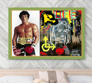 Sylvester Stallone: Signiertes Kunstwerk. Imposantes XXL-Wandbild für Ihr Zuhause. Ein Stück Filmgeschichte. Blickfang! Geschenkidee. Unikat.