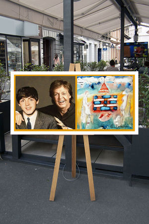 Einmaliges Kunstwerk/Wandschmuck, erschaffen von Beatle SIR PAUL MCCARTNEY! Imposante Collage. Blickfang! Dekorativ! Zeitlos! Geschenkidee. Souvenir.