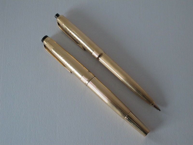 Montblanc Füllhalter Meisterstück Nr. 92 und Druckbleistift "Pix" 96, Gold 750