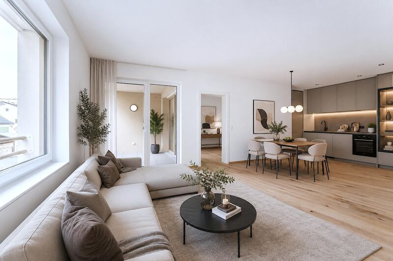 Hofseitige s&uuml;d-west Loggia - NEUBAU - ZENTRUM V&ouml;cklabruck - 3-Zimmer - Optional mit Dachgarten