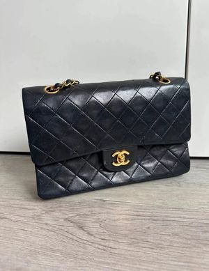 Chanel timeless flapbag schwarz gold 25 Leder