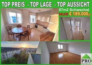Sonnige ruhige Wohnung mit Fernsicht und Balkon in Schwechat Nähe Zentrum.