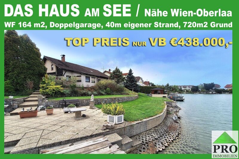 Das Haus am See mit Ausbau-Potential. Der Traum vom eigenen Badestrand. Nähe Wien-Schwechat.