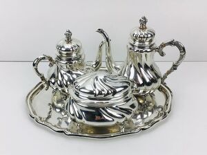 835 Silber Tafelsilber 3476 Gramm Chippendale Tee Kaffee Service Set