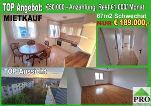 Sonnige ruhige Wohnung mit Fernsicht und Balkon in Schwechat nahe Zentrum.