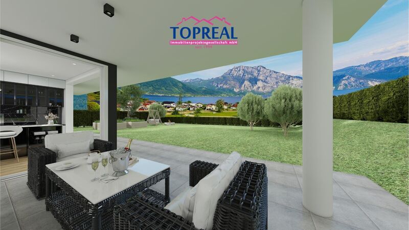 Die unvergleichbare Panoramasuite mit goldener Aussicht auf den Traunsee - Residenz Traunsteinblick P1