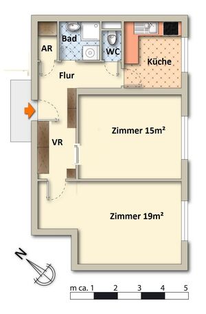 "WG-taugliche 2-Zimmerwohung in zentraler Ruhelage zwischen Praterstern und Nestroyplatz"