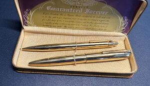 14k Solid Gold Eversharp Skyline F&uuml;llfederhalter und Bleistift