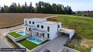 Moderne Doppelhaush&auml;lfte mit Pool in Gerling!  NEU GEBAUTE DOPPELHAUSH&Auml;LFTE