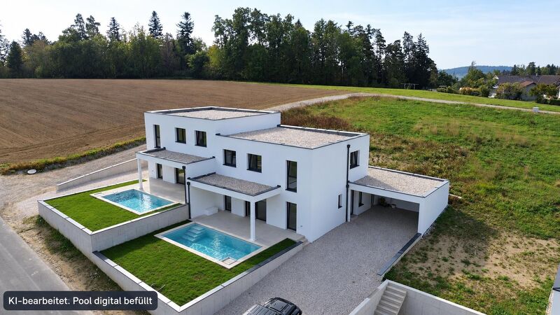 Moderne Doppelhaush&auml;lfte mit Pool in Gerling!  NEU GEBAUTE DOPPELHAUSH&Auml;LFTE