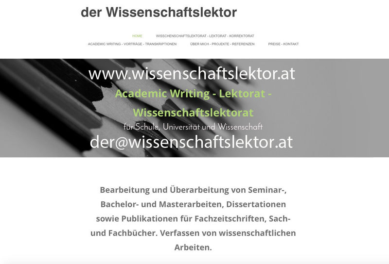 Lektor UNI-Wien bietet Korrekturlesen - Lektorat  Ghostwriting