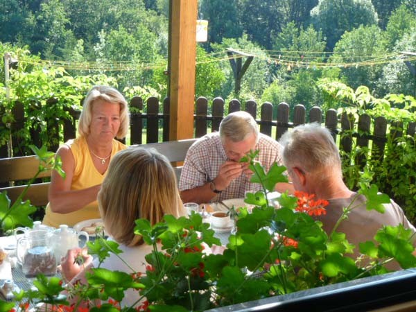   Terrassenfrhstck in der Morgensonne, beliebter Frhstcksplatz