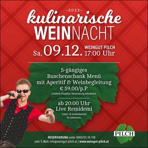 Kulinarische WEINnacht mit Remidemi beim Buschenschank Pilch