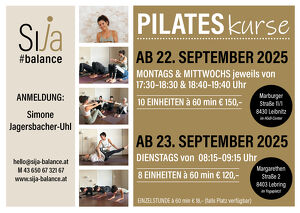 PILATESKURS ab 24. September, 18:40-19:40 in Leibnitz