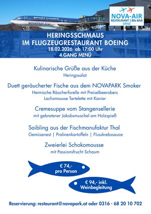 Heringsschmaus im Flugzeugrestaurant BOEING