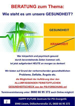 (ONLINE) BERATUNGSTAGE zum Thema "Allumfassender GESUNDHEITSCHECK auf feinstofflicher Ebene"