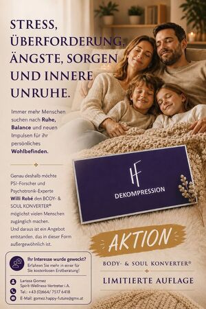 Stress, &Uuml;berforderung, &Auml;ngste, Sorgen, innerer Unruhe usw. im Optimum vorbeugen!